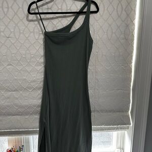 Aerie Green Asymmetrical One Shoulder Bodycon Dress. *Runs big*